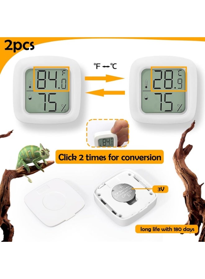 Meetion 2 PCS Reptile Thermometer and Humidity Gauge With On-Off, Tank Accessories for Jumping Spider, Leopard Gecko, Hermit Crab, Ball Python, Lizard - Image 4